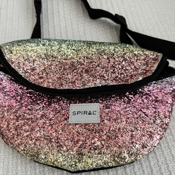 SPIRAL.UK Festival Bag in pink/gold ombre sparkle, One size - Picture 1 of 6